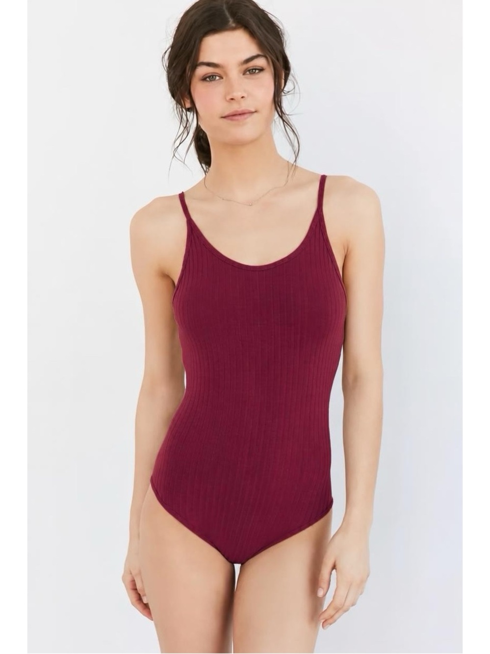 Urban Outfitters Out From Under Maroon Ribbed Low Back Bodysuit